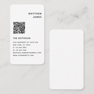 Tarjeta De Visita Simple y moderno código QR en blanco negro mínimo