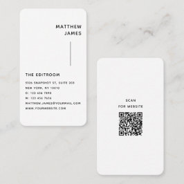Tarjeta De Visita Simple y moderno código QR en blanco negro mínimo