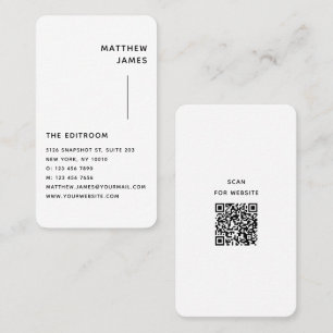 Tarjeta De Visita Simple y moderno código QR en blanco negro mínimo