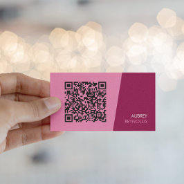 Tarjeta De Visita Simple y moderno código QR Minimalista rosa