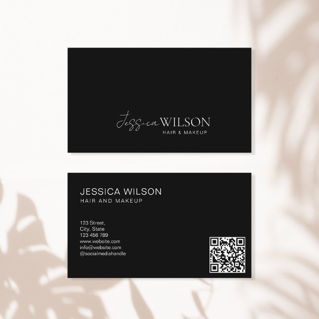 Tarjeta De Visita Simple y moderno código QR profesional mínimo negr (Subido por el creador)