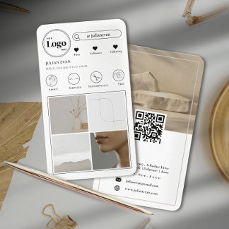 Tarjeta De Visita Simple y moderno Collage de fotos de Instagram Bla