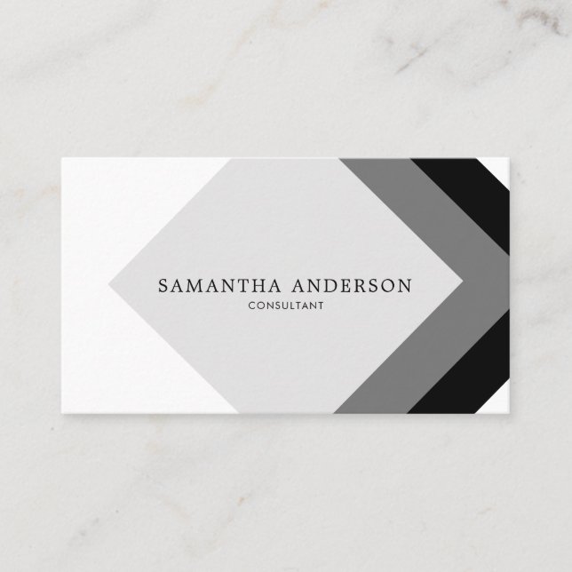 Tarjeta De Visita Simple y moderno diamante negro y gris (Anverso)