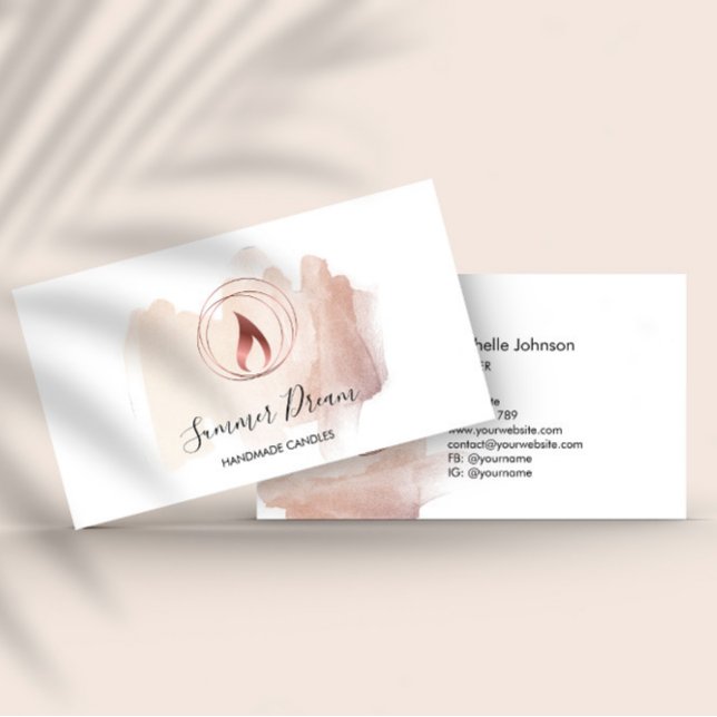 Tarjeta De Visita Simple y moderno fabricante de velas Rubor Pink (Subido por el creador)