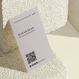 Tarjeta De Visita Simple y moderno LinkedIn QR Code Beige Minimalist