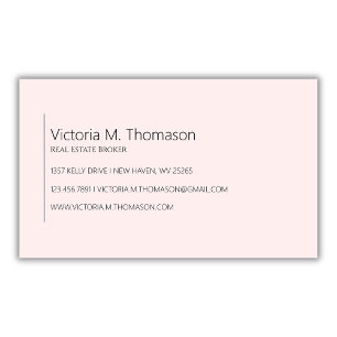 Tarjeta De Visita Simple y moderno Rubor Pink Real Estate Profesiona