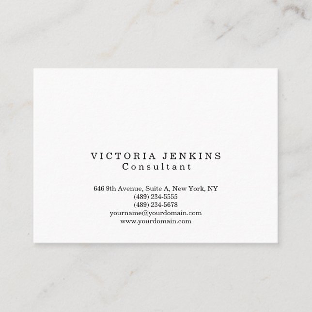 Tarjeta De Visita Simple y sencillo profesional de moda blanco creat (Anverso)