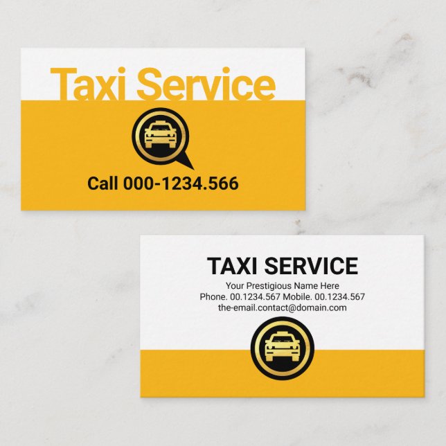 Tarjeta De Visita Simple Yellow Taxi Service Layer (Anverso / Reverso)