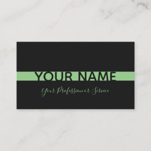 Tarjeta De Visita Simplemente elegante raya negra y verde fresco