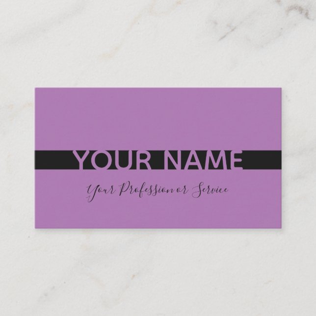 Tarjeta De Visita Simplemente elegante violeta lavanda y franja negr (Anverso)