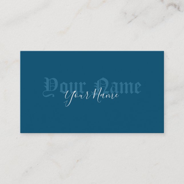 Tarjeta De Visita Simplemente elegantes letras azules antiguas (Anverso)