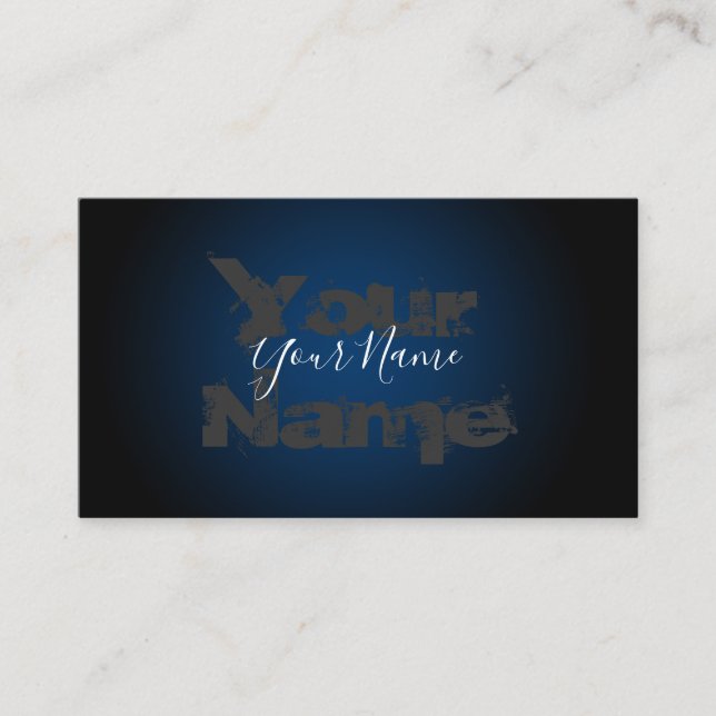 Tarjeta De Visita Simplemente letras desvanecidas grunge oscuras azu (Anverso)