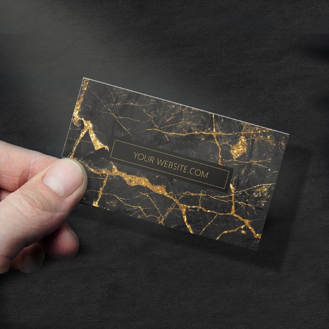 Tarjeta De Visita Simplemente Marble Negro y Gold Std ID672 (Subido por el creador)