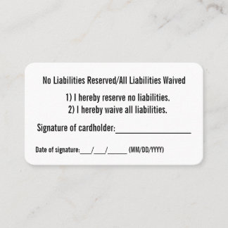 Tarjeta De Visita Sin exención de obligaciones