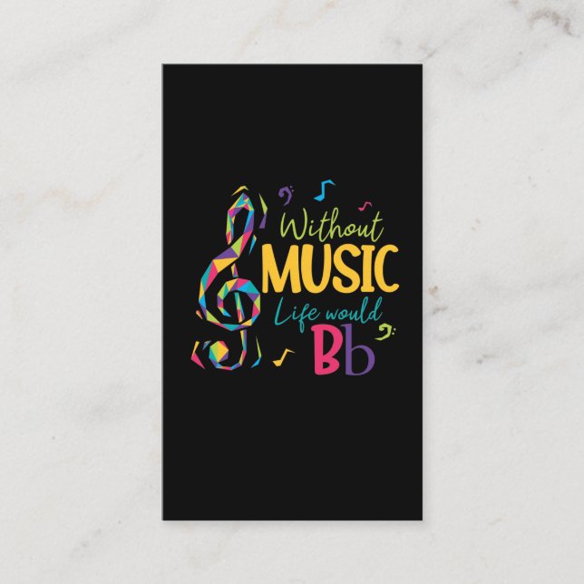 Tarjeta De Visita Sin Music Life Sería Flat Clef Notas Musicales (Anverso)
