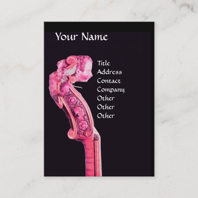 Tarjeta De Visita SINFONIA CLÁSICA MÚSICA Pink Fuchsia Violin Scroll (Anverso)