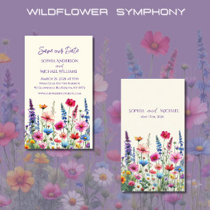 Tarjeta De Visita Sinfonía de Flores Silvestres Boda-Fecha para Guar