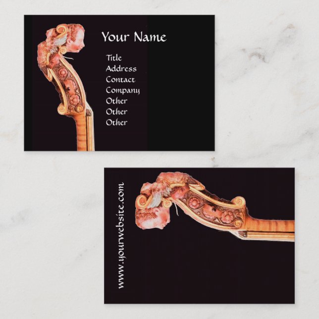 Tarjeta De Visita SINFONIA / MÚSICA CLÁSICA Negro Marrón Rojo (Anverso / Reverso)