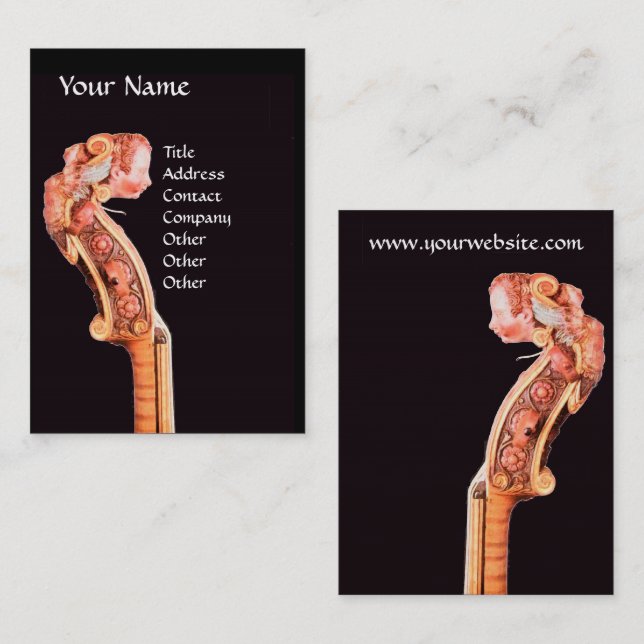 Tarjeta De Visita SINFONIA, MÚSICA CLÁSICA Violin Scroll (Anverso / Reverso)