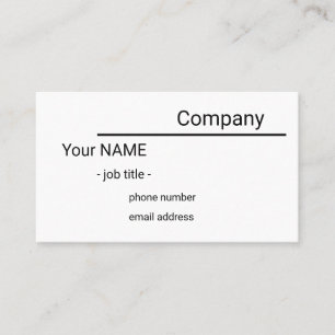 Tarjeta De Visita single sided sencillo white business card