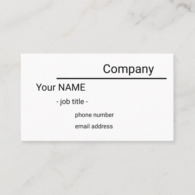 Tarjeta De Visita single sided sencillo white business card (Anverso)