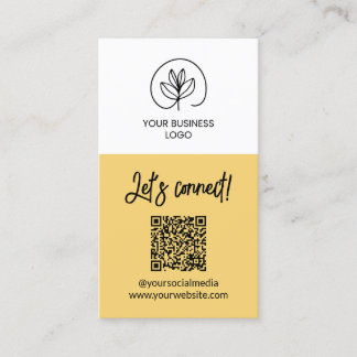 Tarjeta De Visita Single Sided Soft Yellow Let's Connect QR Code