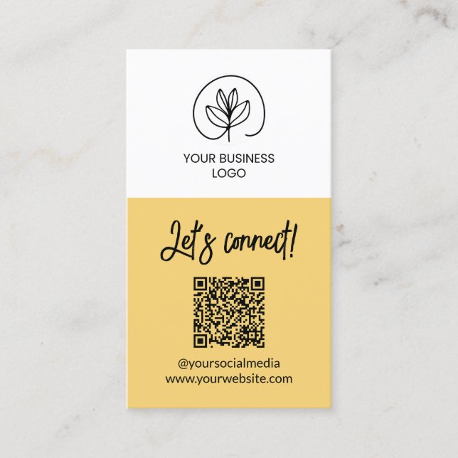 Tarjeta De Visita Single Sided Soft Yellow Let's Connect QR Code (Anverso)