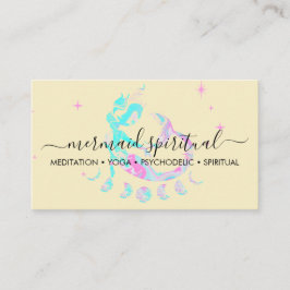 Tarjeta De Visita Sirena Amarilla Luna Espiritual Zodiaco Ombre