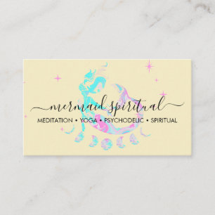 Tarjeta De Visita Sirena Amarilla Luna Espiritual Zodiaco Ombre