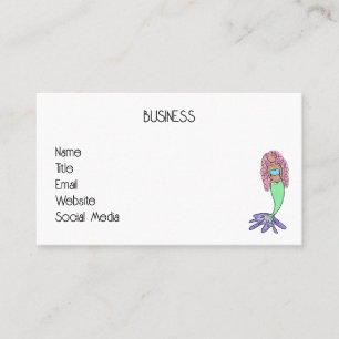 Tarjeta De Visita sirena arcoíris rosa azul morado verde negro rizad