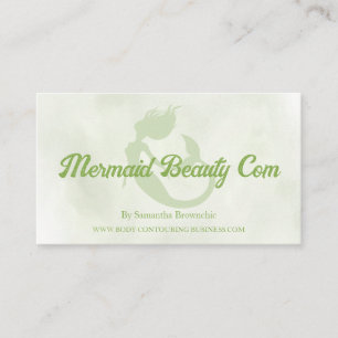 Tarjeta De Visita Sirena belleza acuarela verde