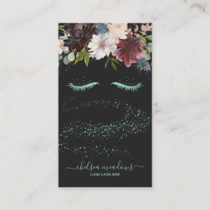 Tarjeta De Visita Sirena Brillo Firma Floral Pestañas