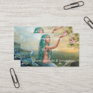 Tarjeta De Visita sirena cabelluda verde