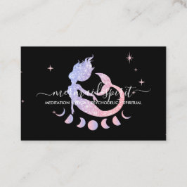 Tarjeta De Visita Sirena con color pastel lunas