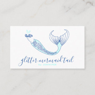 Tarjeta De Visita Sirena de cola azul marino acuático