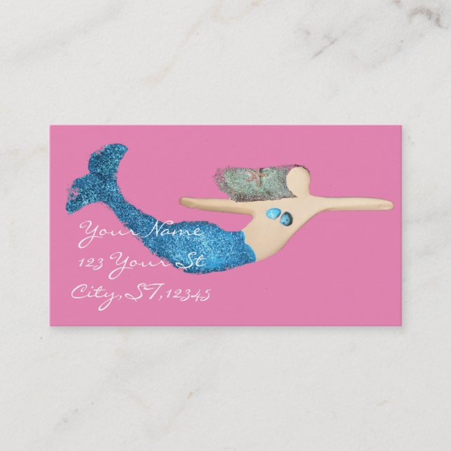 Tarjeta De Visita Sirena de cola azul Natación Thunder_Cove (Anverso)