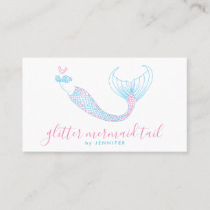 Tarjeta De Visita Sirena de cola de cola de Aqua azul rosa