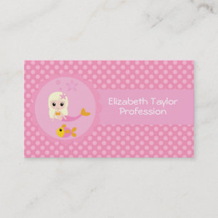 Tarjeta De Visita Sirena linda en rosa