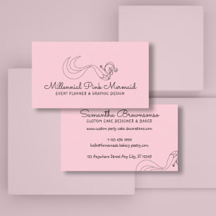 Tarjeta De Visita Sirena milenial rosa rubor