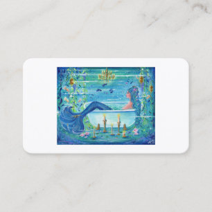 Tarjeta De Visita Sirenita en una bañera de arte de Renee Lavoie