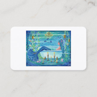 Tarjeta De Visita Sirenita en una bañera de arte de Renee Lavoie