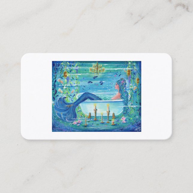 Tarjeta De Visita Sirenita en una bañera de arte de Renee Lavoie (Anverso)