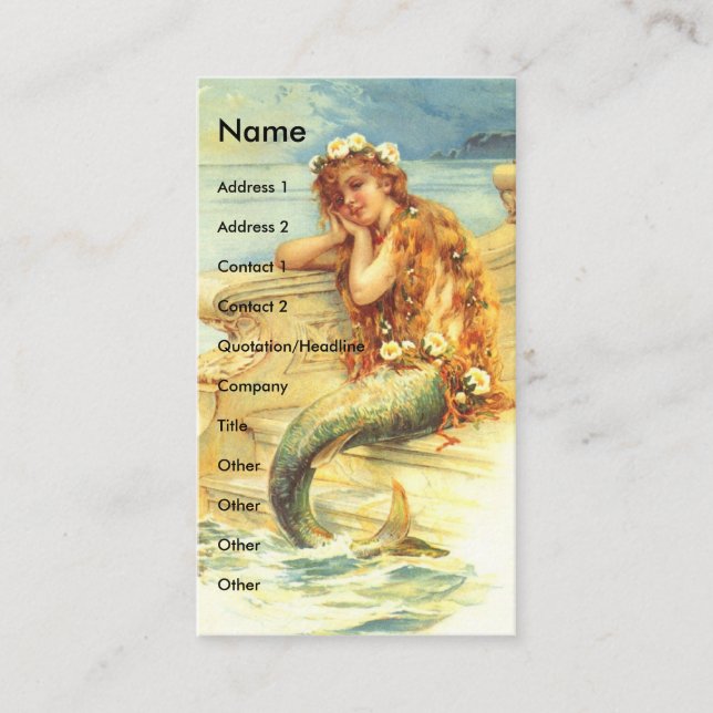 Tarjeta De Visita Sirenita vintage (Anverso)