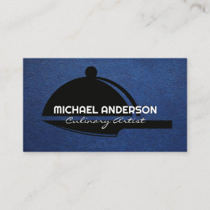 Tarjeta De Visita Sirviendo a Platter Knife   Cuero azul