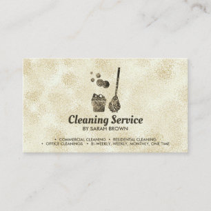 Tarjeta De Visita Sirvienta de limpieza Janitorial brillante sepia