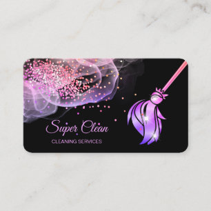Tarjeta De Visita Sirvienta Limpiando Casa Brillante rosa oro Tarjet