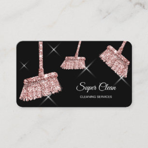 Tarjeta De Visita Sirvienta Limpiando Casa Brillante rosa oro Tarjet