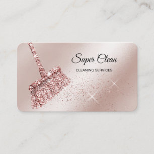 Tarjeta De Visita Sirvienta Limpiando Casa Brillante rosa oro Tarjet