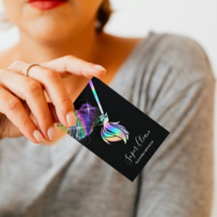 Tarjeta De Visita Sirvienta Limpiando Casa Holograma Brillante