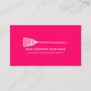 Tarjeta De Visita Sirvienta Limpieza Ama de casa linda neon rosa